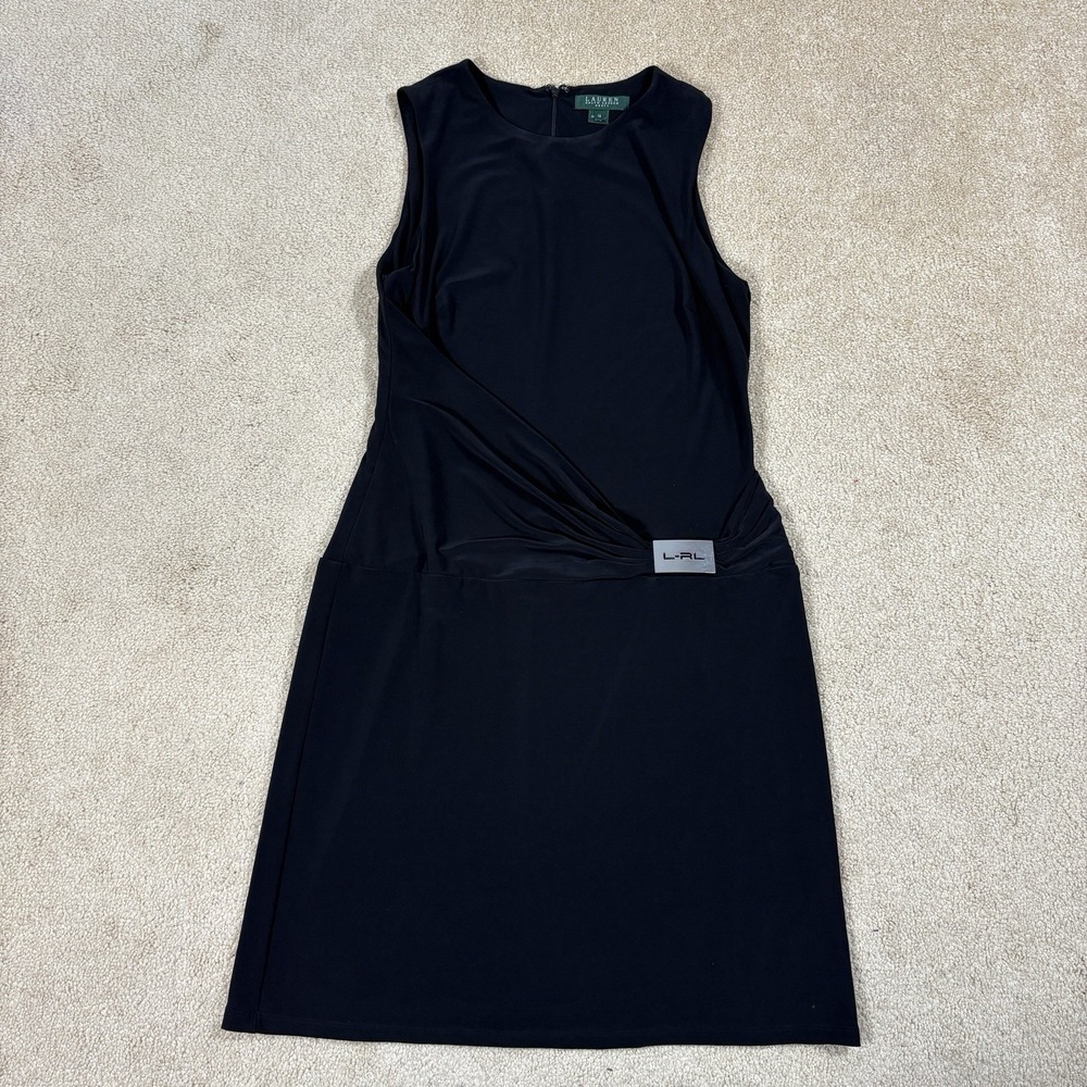 Lauren Ralph Lauren Women's Sleeveless Knee Length Black Dress SIZE 12 Buckle